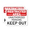 Signmission Restricted Area Unauthorized People Keep Out OSHA ANSI Sign, Plastic, 10in W x 7in L, 2PK OS-2PACK-MISC-P-710-L-19512 - alternate 1